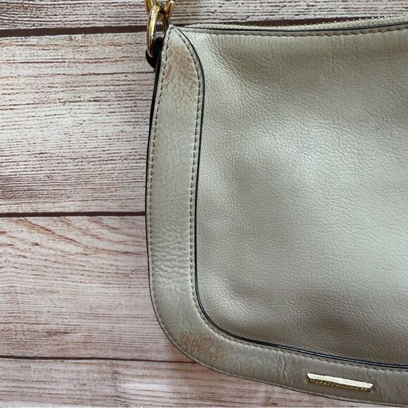 REBECCA MINKOFF LEATHER SADDLEBAG WITH DOG CLIP IN CREAM - Picture 8 of 13